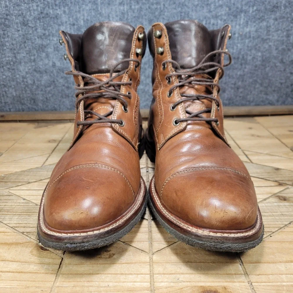 Johnston & Murphy Connelly $200 Men's Cap Toe Boots Size 10 M Crepe Sole 27-1233